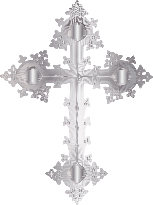 Platinum Ornate Cross No Background