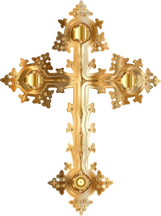 Golden Ornate Cross No Background