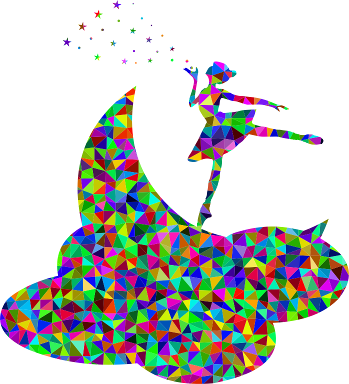 Prismatic Low Poly Ballerina On The Moon