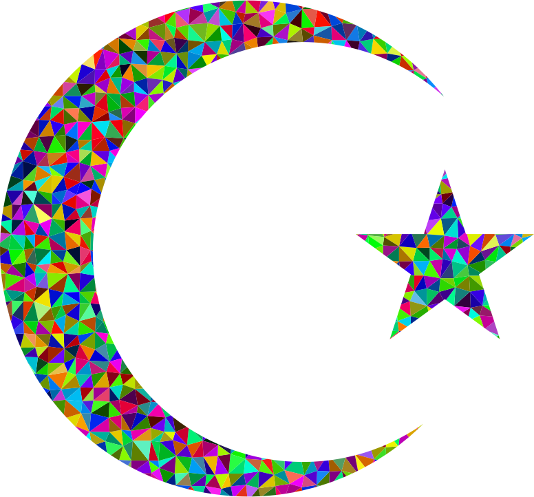 Prismatic Low Poly Crescent And Star