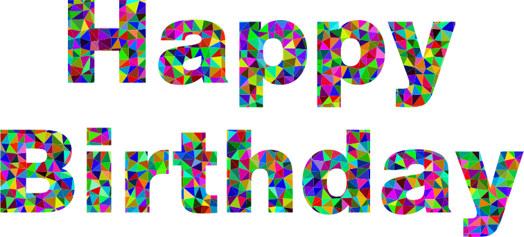 Prismatic Low Poly Happy Birthday Typography