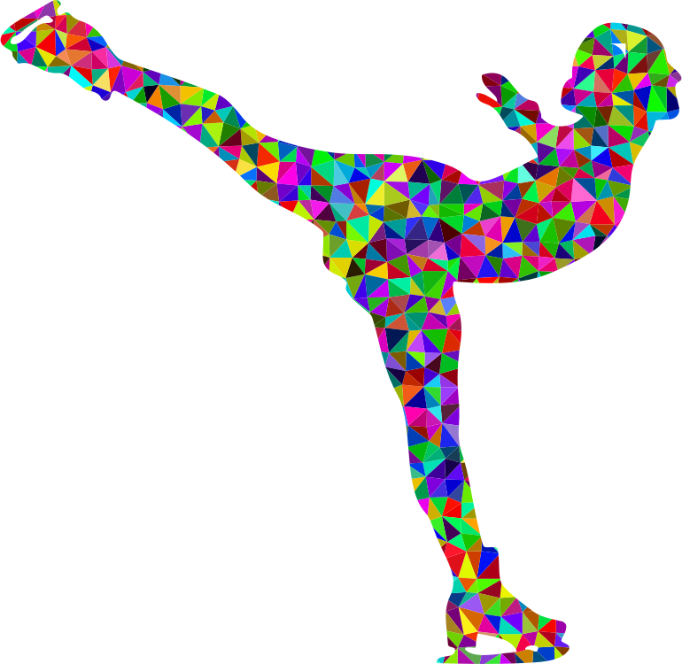 Prismatic Low Poly Ice Skating Woman