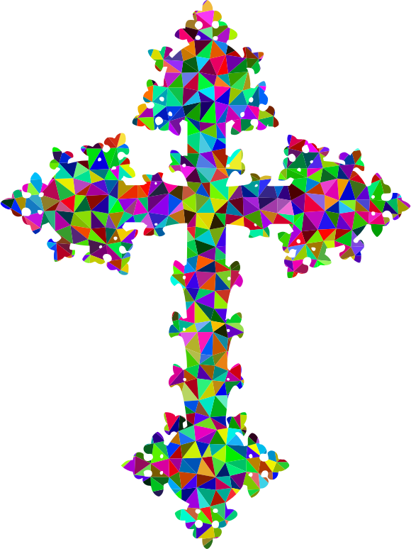 Prismatic Low Poly Ornate Cross