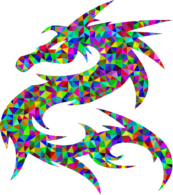 Prismatic Low Poly Tribal Dragon Design