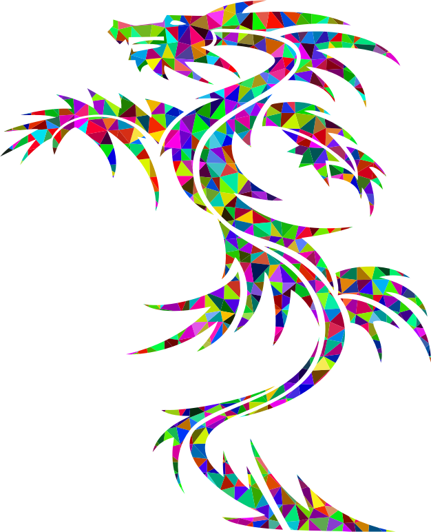 Prismatic Low Poly Tribal Dragon