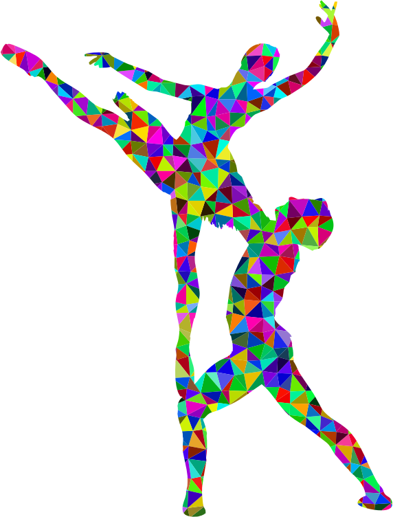 Prismatic Low Poly Woman And Man Ballet Silhouette