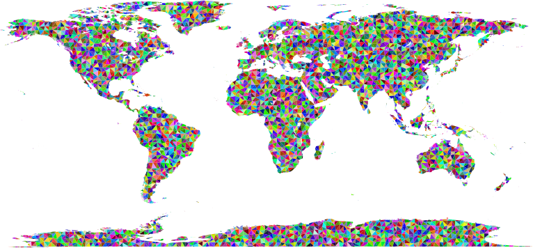 Prismatic Low Poly Triangular World Map High Detail