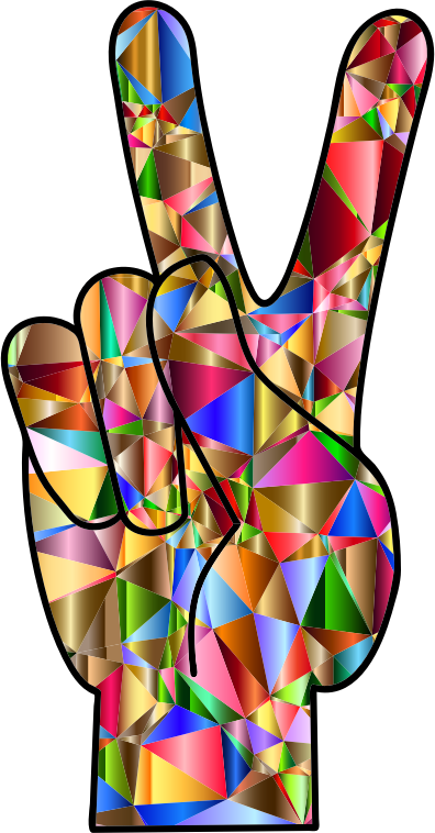Chromatic Low Poly Peace Hand Sign