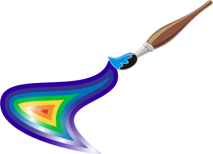 Artists Brush And Rainbow Paint