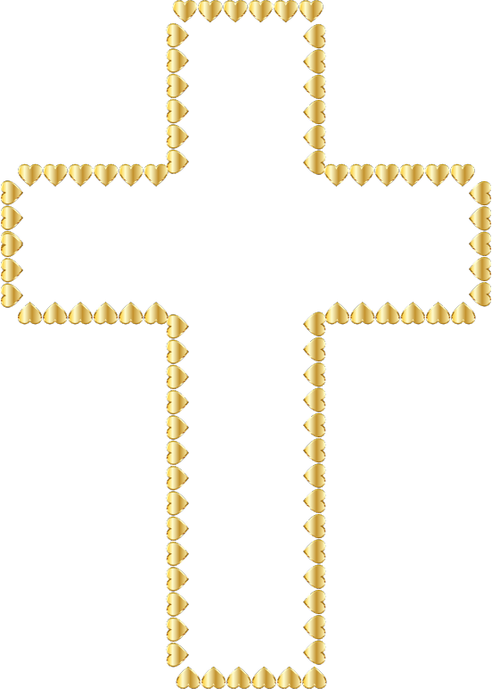 Golden Cross Hearts No Background