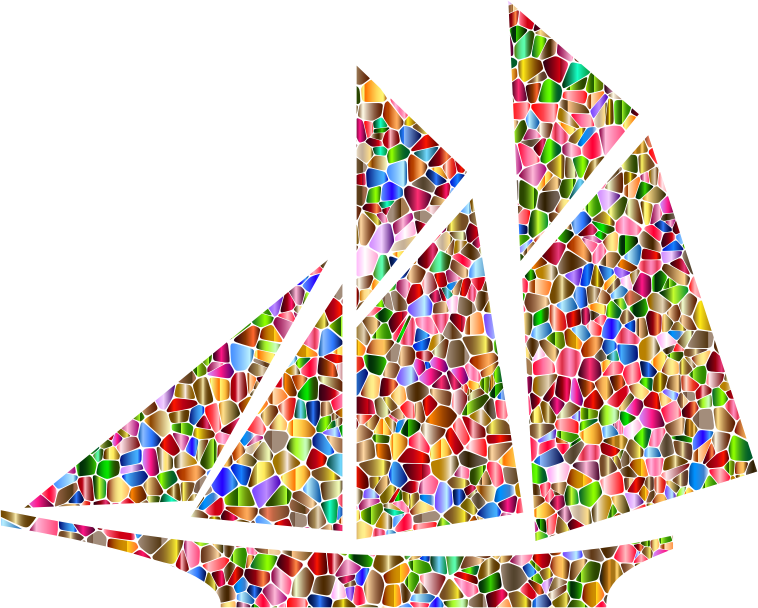 Polychromatic Tiled Sailboat