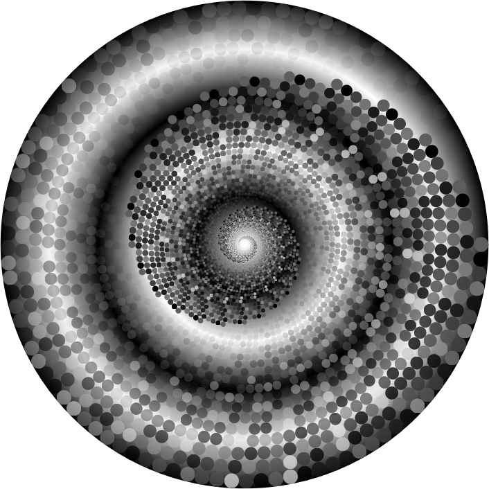 Grayscale Swirling Circles Vortex Variation 2