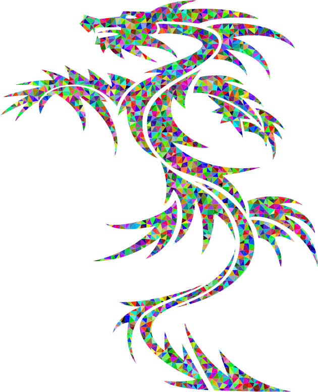 Prismatic Low Poly Tribal Dragon High Detail