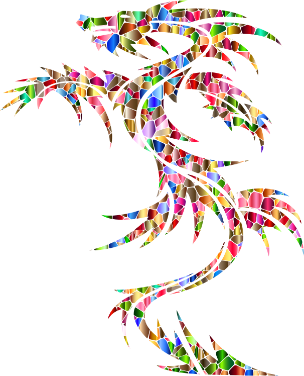 Polychromatic Tiled Tribal Dragon