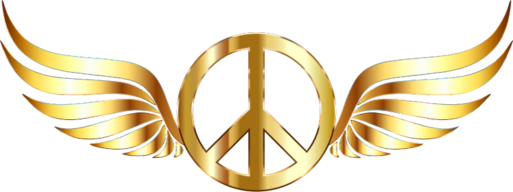 Gold Peace Sign Wings No Background