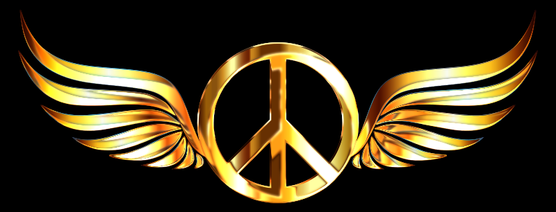 Gold Peace Sign Wings Enhanced