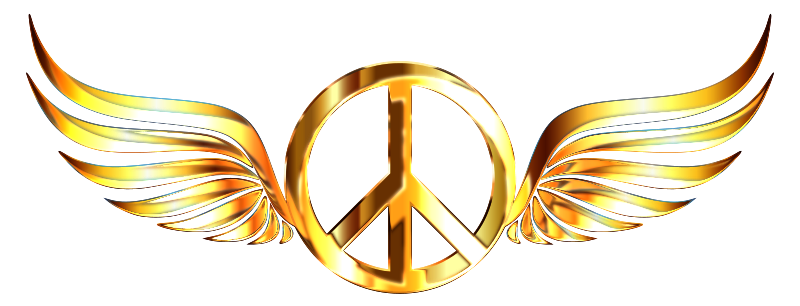 Gold Peace Sign Wings Enhanced No Background