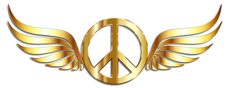 Gold Peace Sign Wings With Drop Shadow