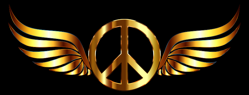 Gold Peace Sign Wings Enhanced Contrast