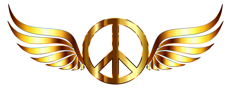 Gold Peace Sign Wings Enhanced Contrast No Background