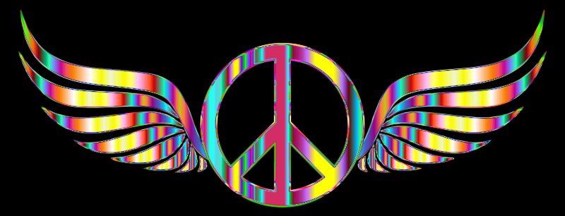 Gold Peace Sign Wings Psychedelic