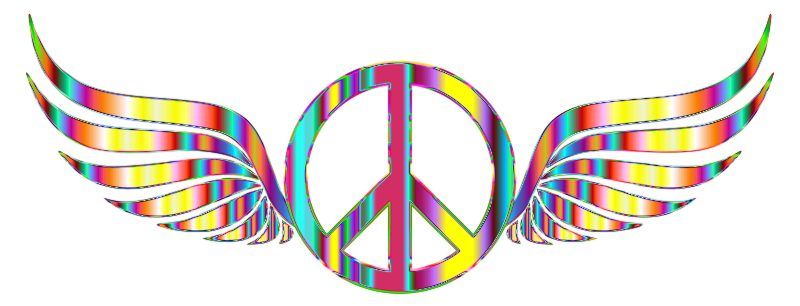 Gold Peace Sign Wings Psychedelic No Background