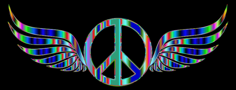 Gold Peace Sign Wings Psychedelic 2