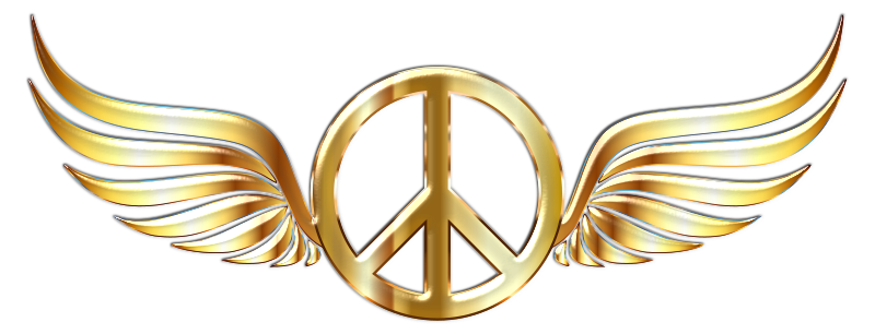 Gold Peace Sign Wings Enhanced 2 No Background