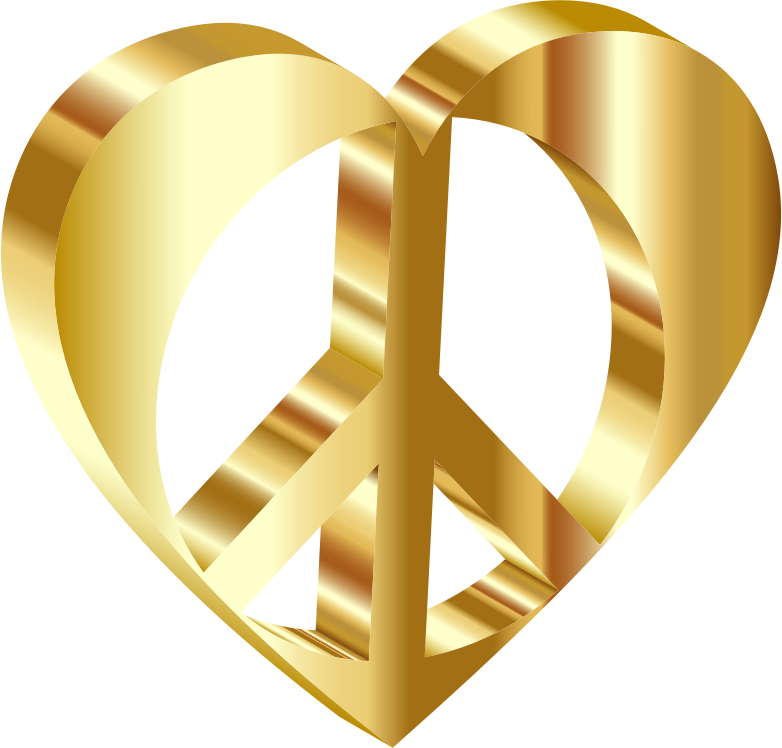 3d Peace Heart Mark Ii Gold Openclipart