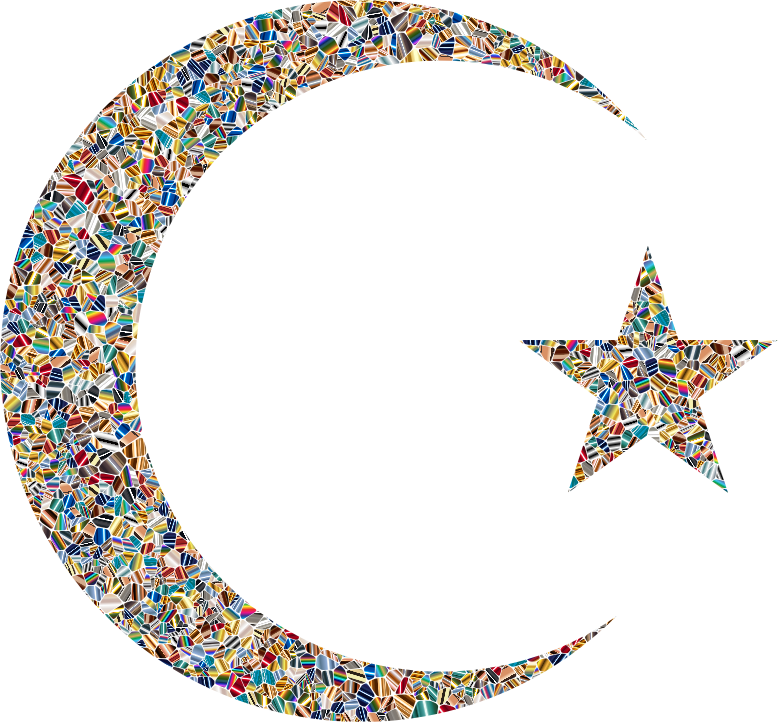 Psychedelic Tiled Crescent Moon And Star