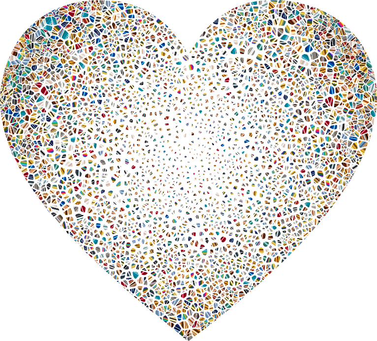 Psychedelic Shattered Tiled Heart No Background