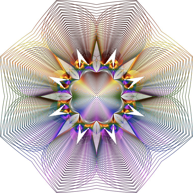 Prismatic Floral Line Art No Background