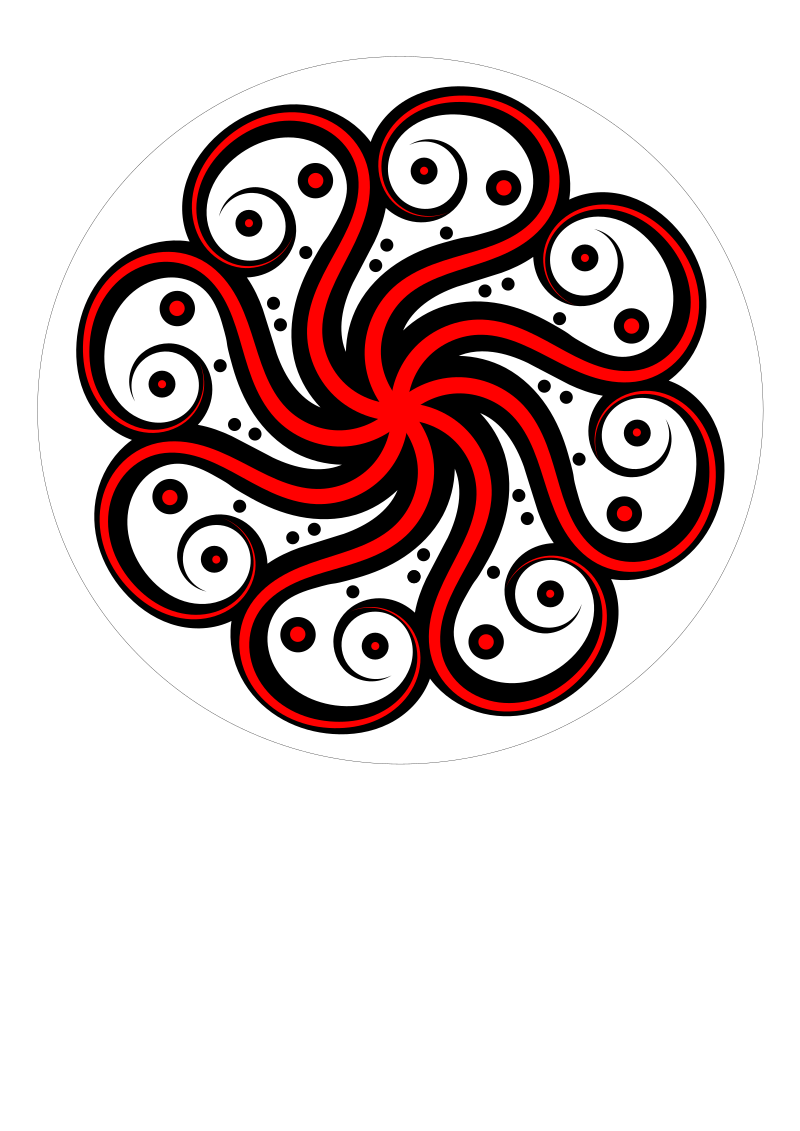 Black-red Abstract Octopus