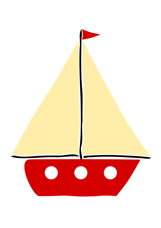 Red sail boat 1