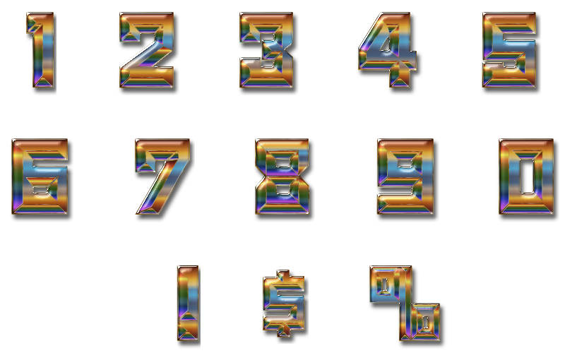 Chromatic Numbers Set Enhanced With Drop Shadow