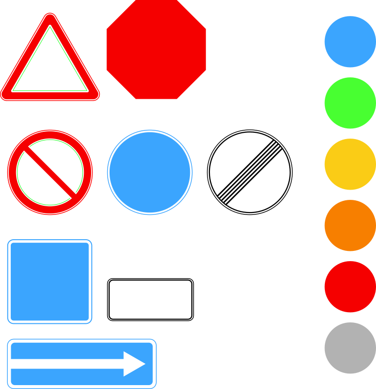 Template of road signs (shapes and colors)