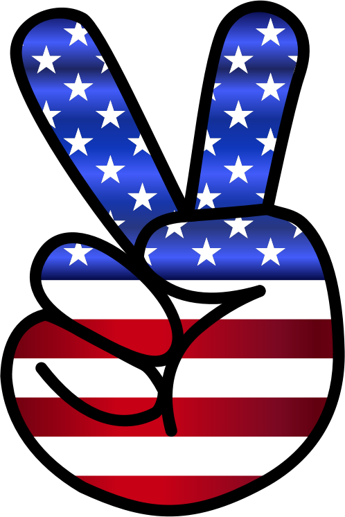 US Flag Peace Hand Sign