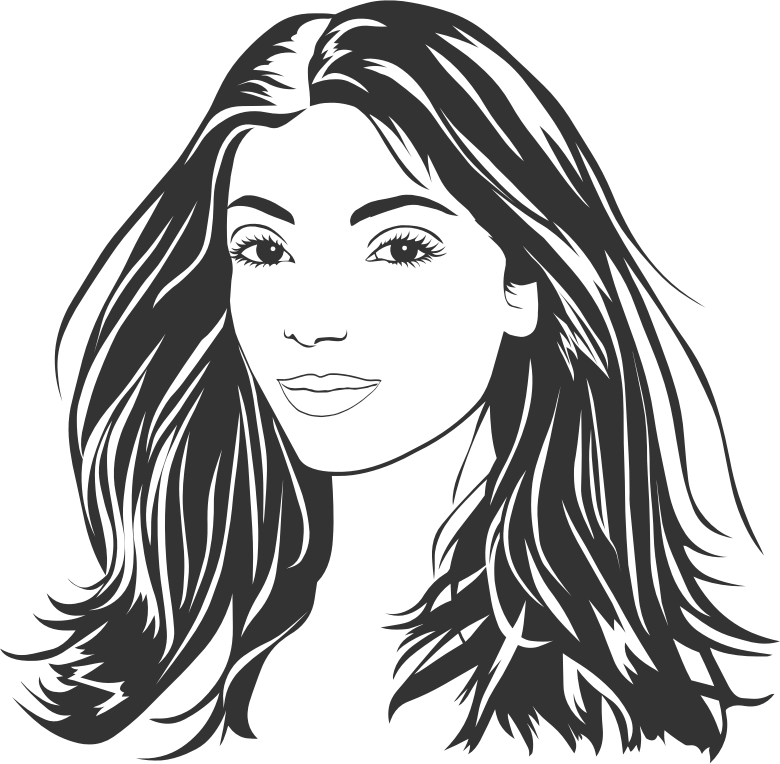 Woman With Long Hair Line Art