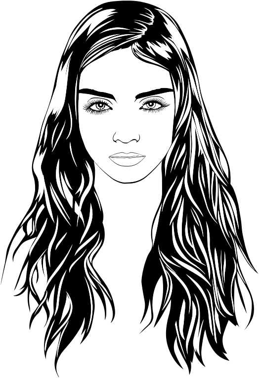 Woman With Cold Stare Line Art