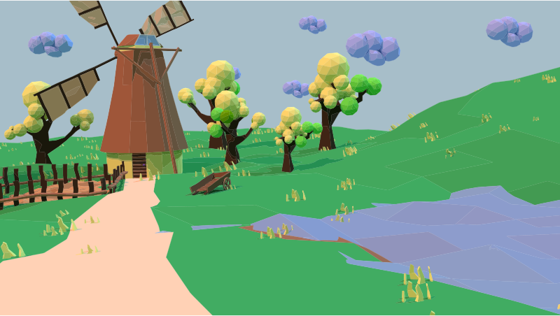 Spring 3D Low Poly Landscape