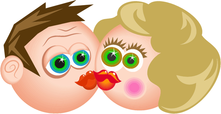 Kissing Cartoon Couple