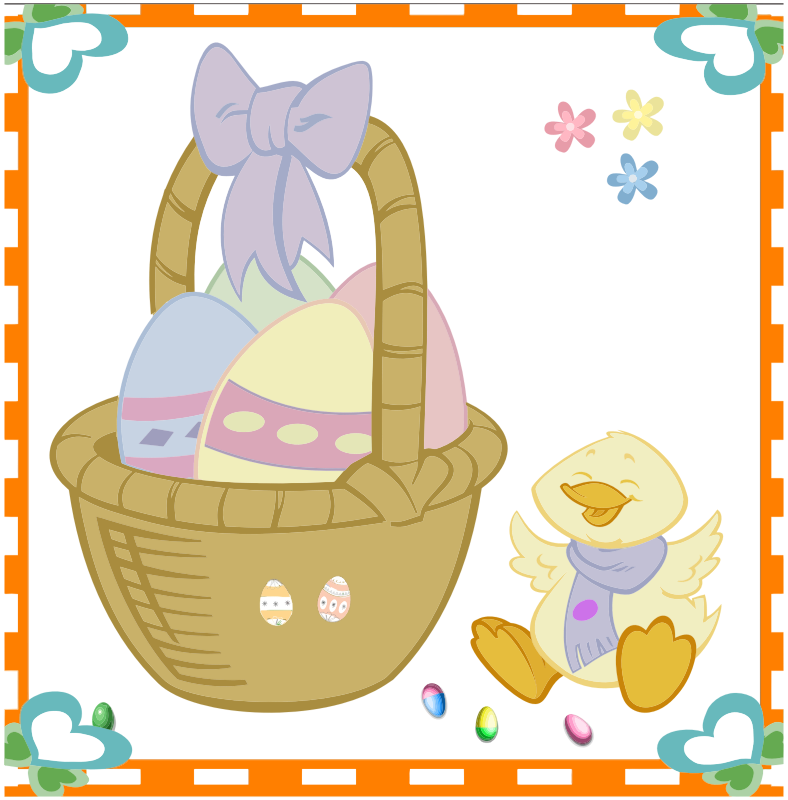 Easter Egg Basket And Duckling