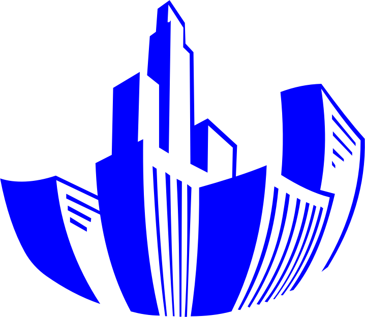 Distorted Buildings Icon Blue