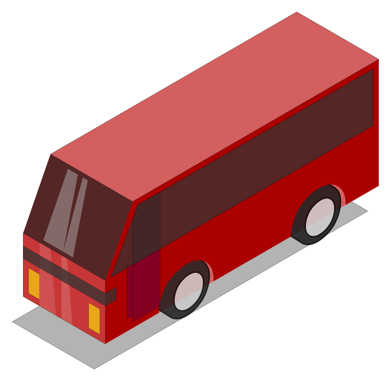 3D Isometric Red Bus