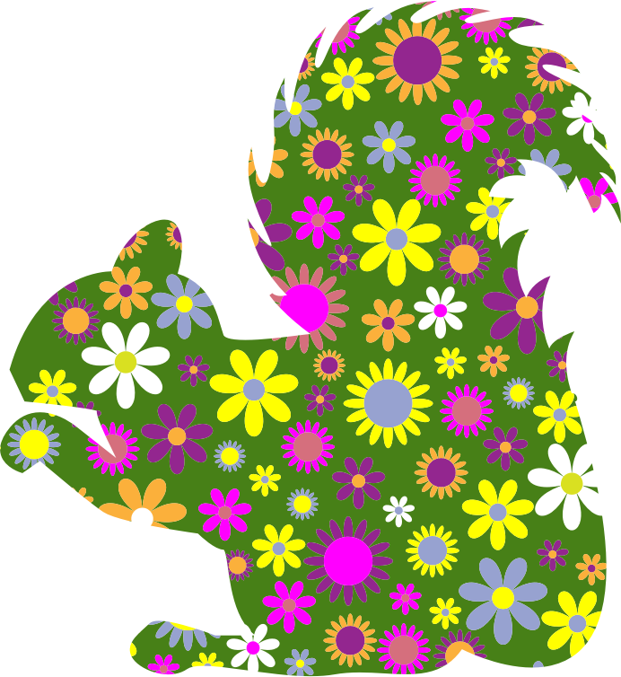 Retro Floral Squirrel Profile