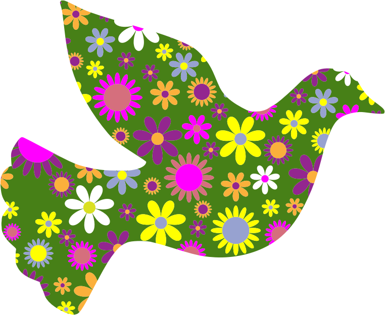 Retro Floral Peace Dove