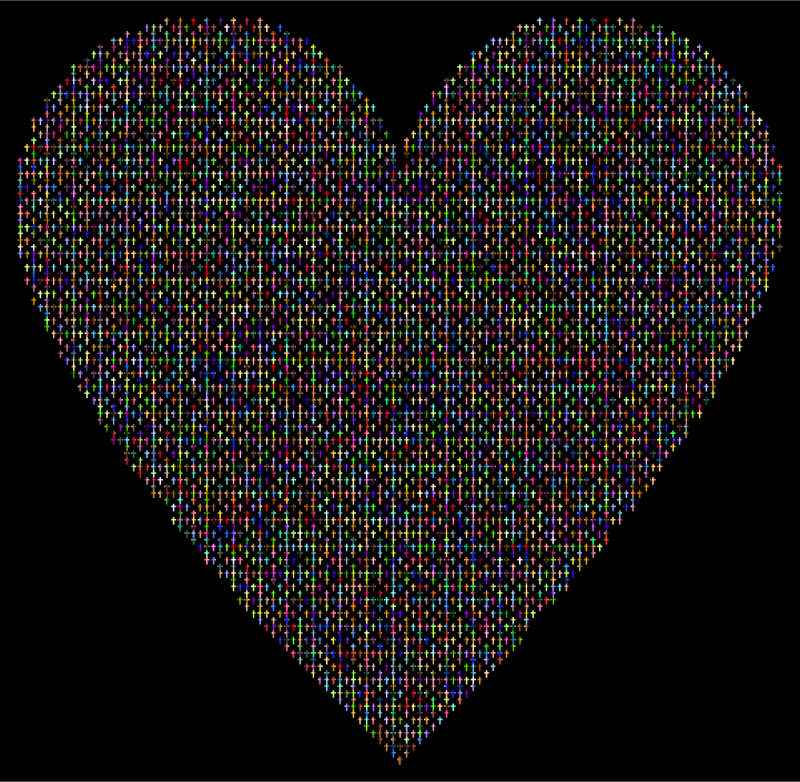 Chromatic Cross Heart With Background