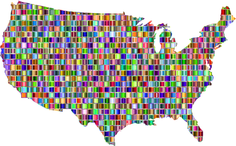 Chromatic Mosaic United States Map - Openclipart