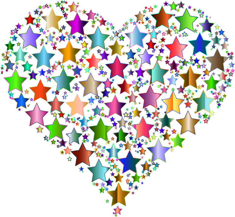 Colorful Heart Stars 9 No Background