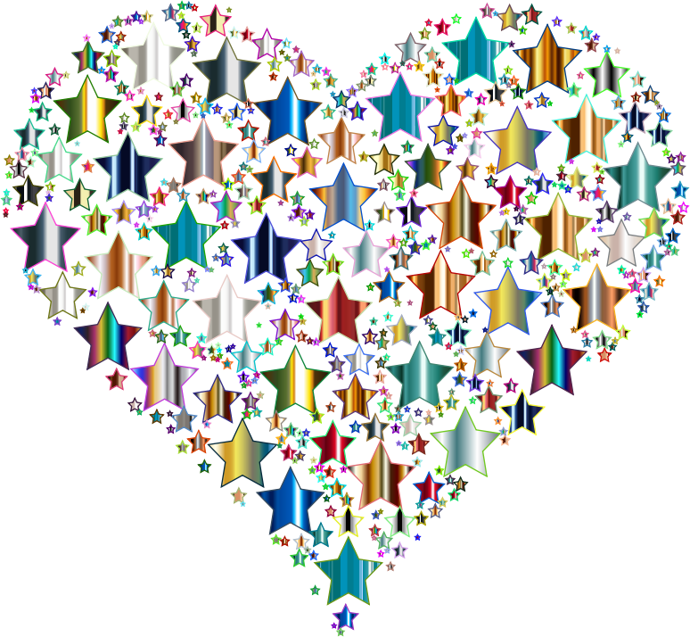 Colorful Heart Stars 10 No Background - Openclipart